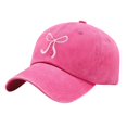 thumbnail image 1 of MEICHEN Women Bow Embroidered Washed Baseball Cap Adjustable Curved Brim Casual Sun Hat, 1 of 5