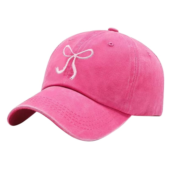 MEICHEN Women Bow Embroidered Washed Baseball Cap Adjustable Curved Brim Casual Sun Hat
