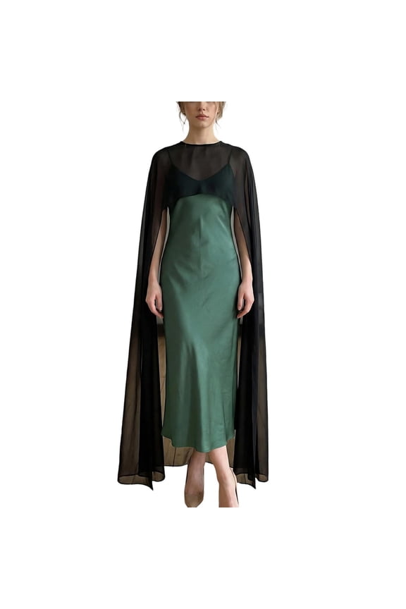 Women Chiffon Shawl Cape Mesh Poncho Top Capelets for Evening Dress Shawl Cover Up Wedding