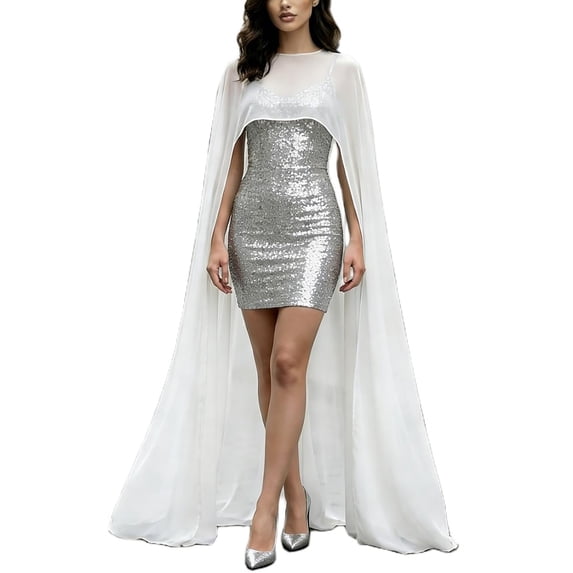 MEICHEN Women Chiffon Shawl Cape Mesh Poncho Top Capelets for Evening Dress Shawl Cover Up Wedding