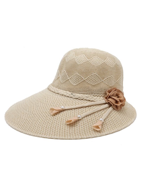 Women Floppy Straw Sun Hat Wide Brim Packable Visor Hats Fashion Summer Beach Vacation Essential Basin Caps