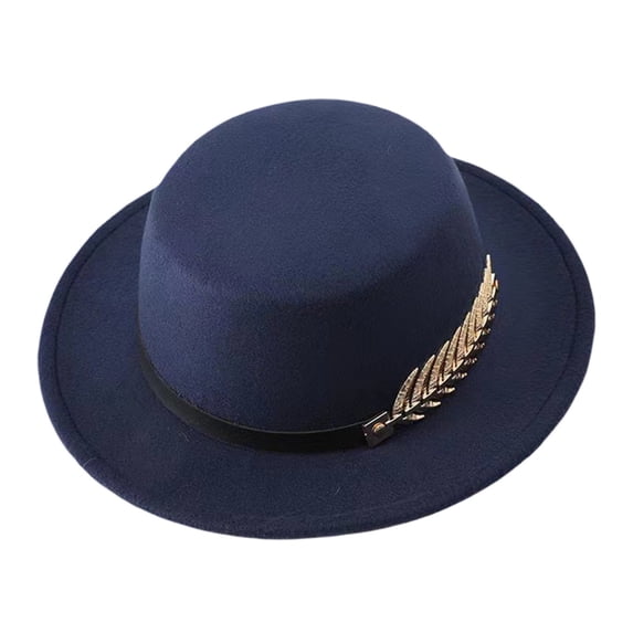 MEICHEN Women Wool Hat Autumn Winter Ribbon With Wide Brim Lady Flat Top Jazz Caps