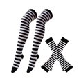 thumbnail image 1 of MEICHEN Women's 2 PCS Striped Thigh High Stockings and Arm Sleeves Set for Halloween Christmas Fashion Festival Outfits Accessories, 1 of 3