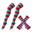 thumbnail image 1 of MEICHEN Women's 2 PCS Striped Thigh High Stockings and Arm Sleeves Set for Halloween Christmas Fashion Festival Outfits Accessories, 1 of 3