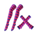 thumbnail image 1 of MEICHEN Women's 2 PCS Striped Thigh High Stockings and Arm Sleeves Set for Halloween Christmas Fashion Festival Outfits Accessories, 1 of 3