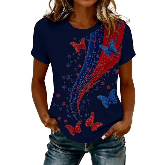 MEICHEN Women's 250Th Anniversary Print Crew Neck T Shirt 250Th Anniversary Tshirt Patriotic Tee