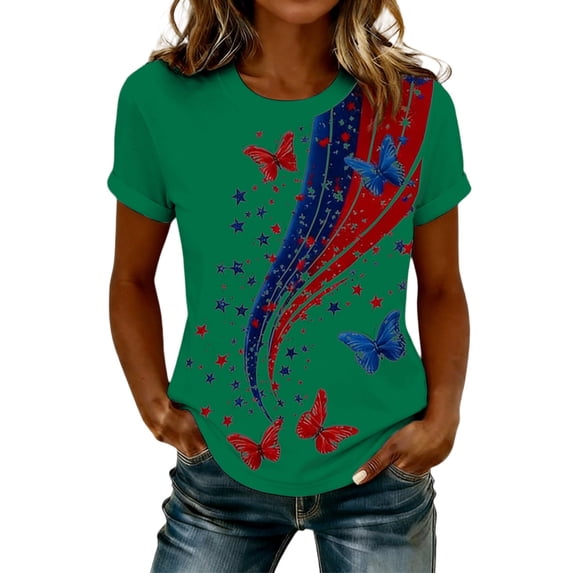 MEICHEN Women's 250Th Anniversary Print Crew Neck T Shirt 250Th Anniversary Tshirt Patriotic Tee