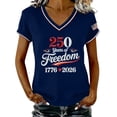 thumbnail image 1 of MEICHEN Women's 250Th Anniversary Print V Neck T Shirt 250Th Anniversary Tshirt Patriotic Tee Summer 4th of July Tops, 1 of 4