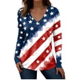thumbnail image 1 of MEICHEN Women's 250th Anniversary American Flag Shirt V Neck Long Sleeve Patriotic T Shirt 4th of July Casual Summer Tops, 1 of 4