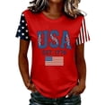thumbnail image 1 of MEICHEN Women's 4th of July Short Sleeve Top Usa Flag Printed Patriotic Graphic Tee Blouse Summer 250th Anniversary Usa Round Neck T Shirt, 1 of 4