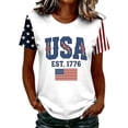 thumbnail image 1 of MEICHEN Women's 4th of July Short Sleeve Top Usa Flag Printed Patriotic Graphic Tee Blouse Summer 250th Anniversary Usa Round Neck T Shirt, 1 of 4