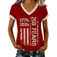 thumbnail image 1 of MEICHEN Women's America 250th Anniversary Short Sleeve V Neck T Shirt Summer 1776-2026 Blouse Top Patriotic Graphic Tee, 1 of 7
