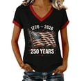 thumbnail image 1 of MEICHEN Women's American 250th Anniversary Shirts Summer Short Sleeve Graphic Tees V Neck Patriotic Blouses Tops, 1 of 5