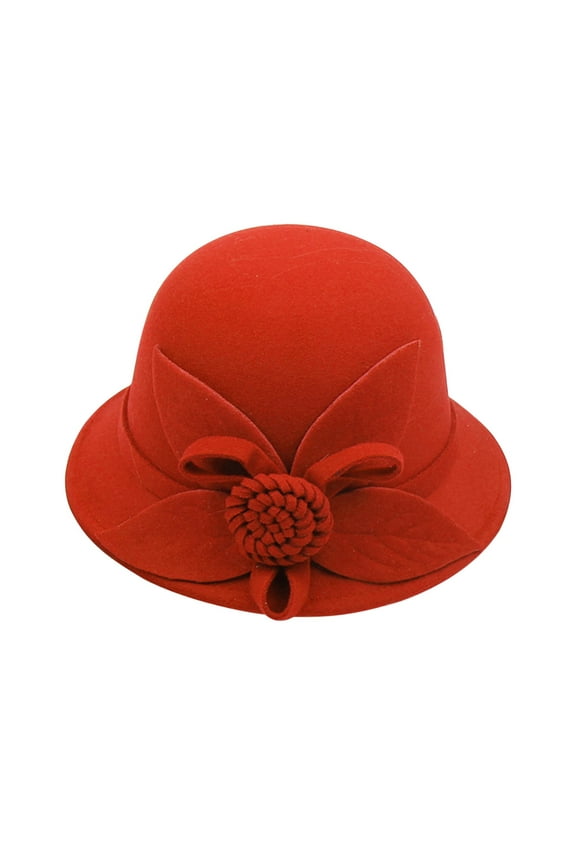 Women's Cloche Hat Fall Floral Round Top Fedora Hat Casual Fishing Basin Cap Graceful Winter Small Bowler Hat