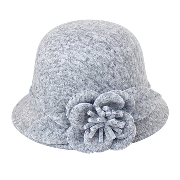 MEICHEN Women's Cloche Hat Fall Floral Round Top Fedora Hat Casual Fishing Basin Cap Graceful Winter Small Bowler Hat