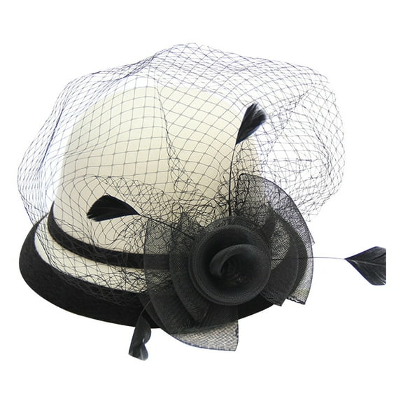 MEICHEN Women's Cloche Hat Fall Floral Round Top Fedora Hat Casual Fishing Basin Cap Graceful Winter Small Bowler Hat