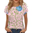 thumbnail image 1 of MEICHEN Women's Fashionable Casual Comfort Printed Short Sleeve Top Loose Summer T Shirts for Women, 1 of 3
