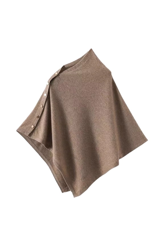 Women's Lightweight Side Button Shawl Wrap Versatile Knitted Poncho Cape Summer and Fall Soft Breathable Shawl