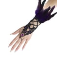 thumbnail image 1 of MEICHEN Women's Mardi Gras Dress Up Clothing Accessories Hollow Rhinestone Feather Ornament Fingerless Gloves, 1 of 4