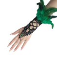thumbnail image 1 of MEICHEN Women's Mardi Gras Dress Up Clothing Accessories Hollow Rhinestone Feather Ornament Fingerless Gloves, 1 of 4