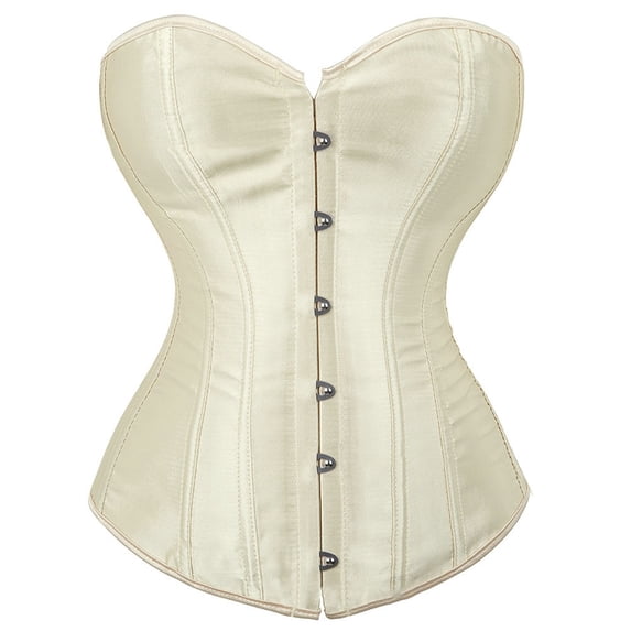 MEICHEN Women's Satin Sweetheart Strapless Corset Front Closure Metal Style Waist Trainer Tummy Control Body Shaper for Daily & Party
