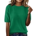 thumbnail image 1 of MEICHEN Women's Short Sleeve Pullover Fashion Crew Neck Knitted Shirt Elegant Lightweight Short Sleeve Spring Summer, 1 of 7