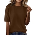 thumbnail image 1 of MEICHEN Women's Short Sleeve Pullover Fashion Crew Neck Knitted Shirt Elegant Lightweight Short Sleeve Spring Summer, 1 of 7