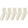 thumbnail image 1 of MEICHEN Women's Solid Color Crew Socks 5 Pairs Thin Breathable Athletic Socks Casual Cotton Mid Calf Socks for Sports Running Daily Wear, 1 of 3