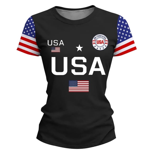 MEICHEN Women's Summer Cotton Retro 4th of July Tops Short Sleeve 250th Anniversary Usa Graphic Tees Patriotic Blouses Round Neck T Shirts