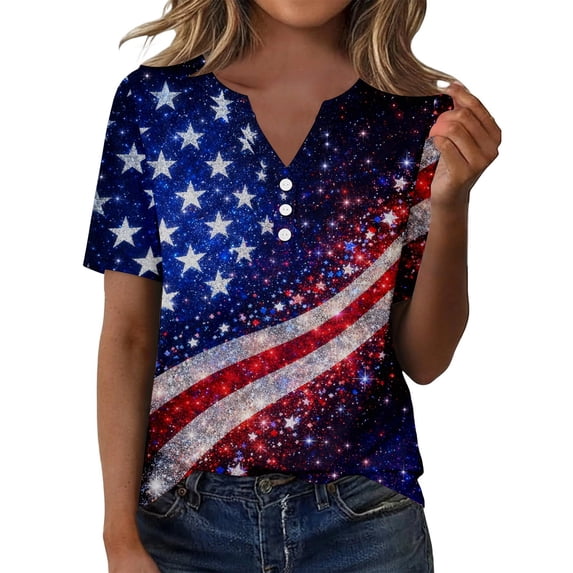 MEICHEN Women's Summer Printed Tops Short Sleeves Blouse Tops Women's Blouse Short Sleeve T Shirt V Neck T Shirt