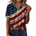 thumbnail image 1 of MEICHEN Women's Tops Summer Printed Patriotic Top Short Sleeves Blouse Tops 250th Anniversary Short Sleeve T Shirt V Neck Graphic Tee, 1 of 6