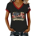 thumbnail image 1 of MEICHEN Women's Usa 250th Anniversary Print V Neck T Shirt Summer Freedom Blouse Top Patriotic Graphic Tee, 1 of 7