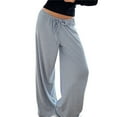 thumbnail image 1 of MEICHEN Women's Wide Leg Striped Pants Casual Drawstring Elastic Low Rise Pajama Pants Wear Trousers, 1 of 8
