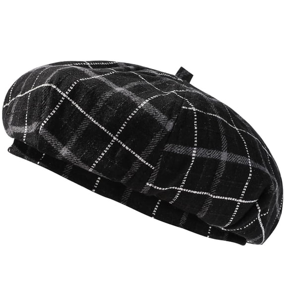 MEICHEN Women's Woolen Plaid Beret Hat Retro Painter Cap Retro French Berets Fashion Accessories Artist Hat