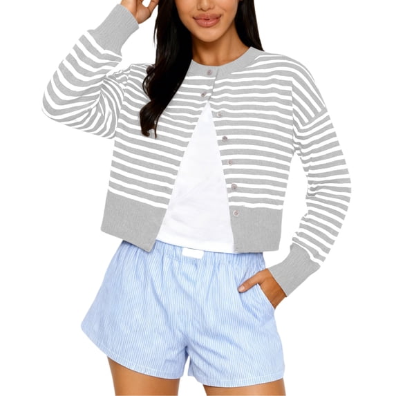 MEICHEN Womens Cardigan Sweaters Fashion Cropped Cardigan Lightweight Fall Women Clothes Cotton Knit Button Open Front Sweater Womens Blouses