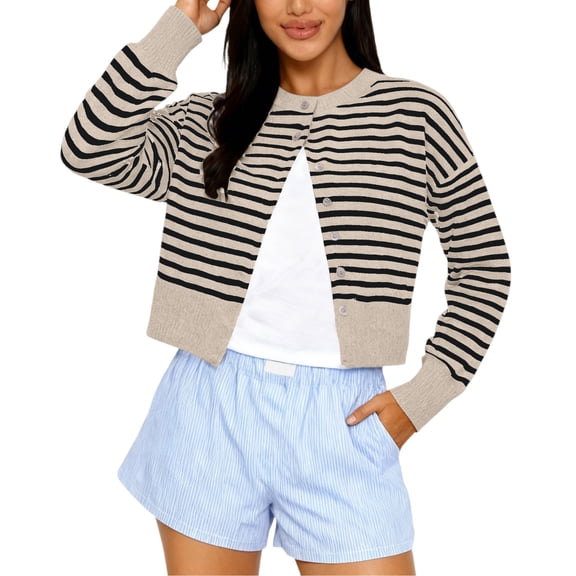 MEICHEN Womens Cardigan Sweaters Fashion Cropped Cardigan Lightweight Fall Women Clothes Cotton Knit Button Open Front Sweater Womens Blouses