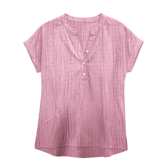 MEICHEN Womens Casual Button V Neck Long Sleeve Shirts Oversized Solid Blouses Tops Features: Summer Essentials Tops for Women