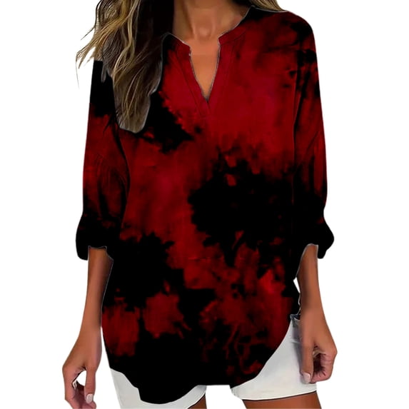 MEICHEN Womens Cotton Linen Tops for Women Spring Summer V Neck Roll Up LongSleeve T Shirts Plain Graphic Tees