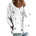 thumbnail image 1 of MEICHEN Womens Crew Neck Star Graphic Pullover Tops Fall Shirts Casual Long Sleeve Oversized Tops, 1 of 5