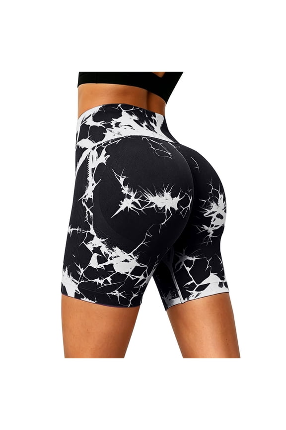 Womens Essentials Summer Fashion Clothing Women's Tie Dye Sports Tight 3/4 Pants Outerwear Sexy Yoga Fitness Shorts High Waisted Pants Shorts for Women