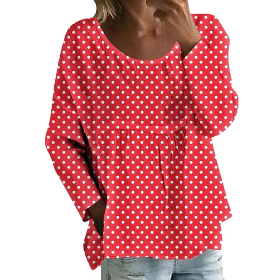 MEICHEN Womens Fall Casual Tops Long Sleeves Crewneck Printed T Shirts Loose Comfy Going Out Tee Shirts