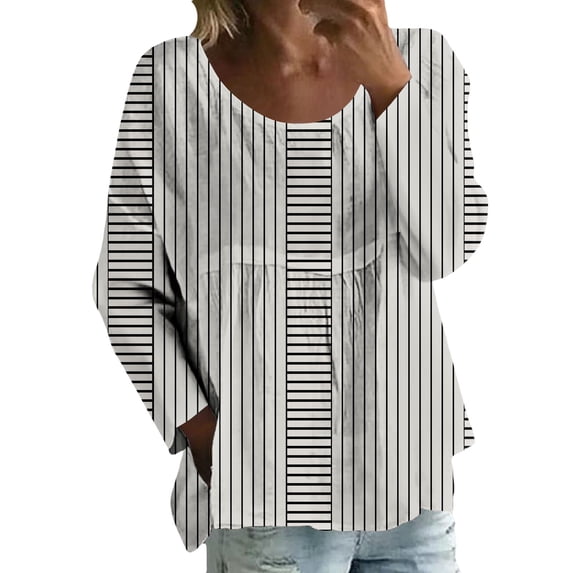 MEICHEN Womens Fall Casual Tops Long Sleeves Crewneck Printed T Shirts Loose Comfy Going Out Tee Shirts
