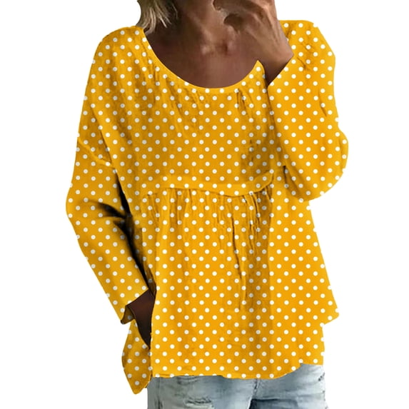 MEICHEN Womens Fall Casual Tops Long Sleeves Crewneck Printed T Shirts Loose Comfy Going Out Tee Shirts