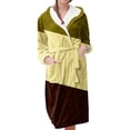 thumbnail image 1 of MEICHEN Womens Fleece Plush Robe With Hood Long Soft Color Block Pockets Loungewear Luxurious Flannel Bathrobe for Women, 1 of 5