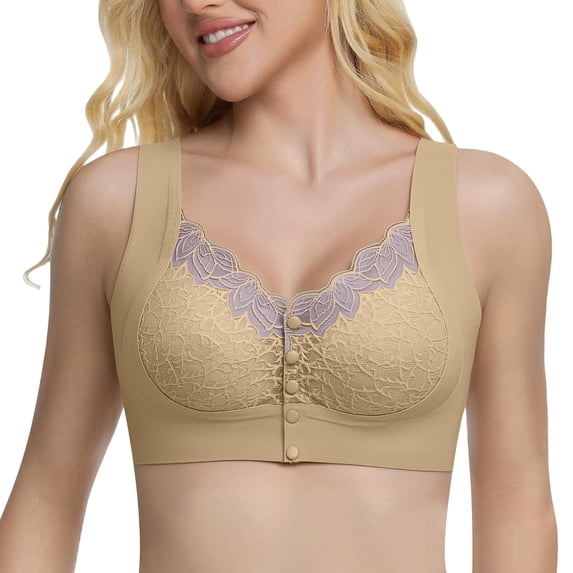 MEICHEN Womens Front Closure Wireless Bras Padded Full Coverage Comfort Everyday Bralettes Seamless Underwear