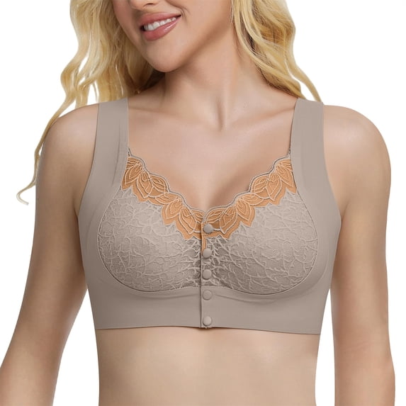 MEICHEN Womens Front Closure Wireless Bras Padded Full Coverage Comfort Everyday Bralettes Seamless Underwear