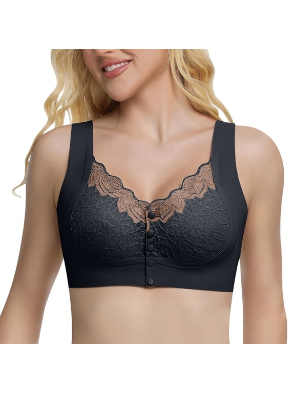 Womens Front Closure Wireless Bras Padded Full Coverage Comfort Everyday Bralettes Seamless Underwear