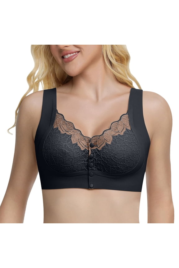 Womens Front Closure Wireless Bras Padded Full Coverage Comfort Everyday Bralettes Seamless Underwear