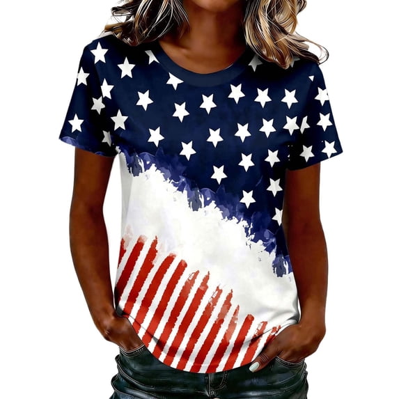 MEICHEN Womens Independence Day Patriotic Tops 250th Anniversary Short Sleeve Blouses 1776-2026 Crewneck T Shirts 4th of July Graphic Tees
