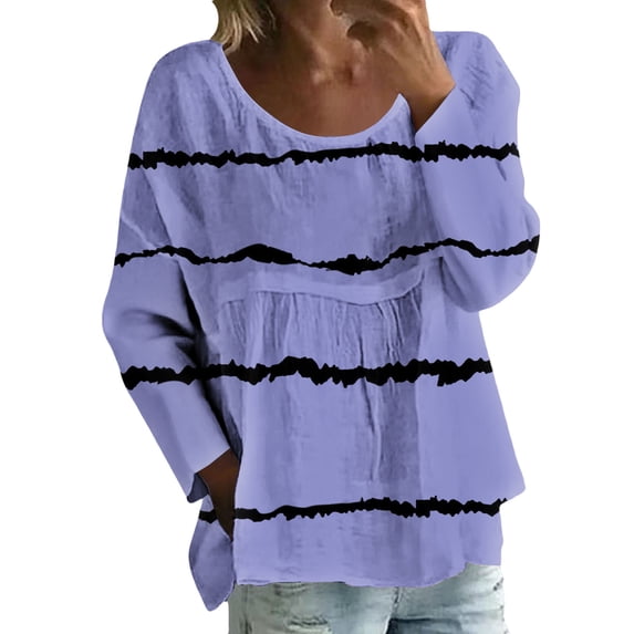 MEICHEN Womens Long Sleeve Tops Casual Blouses Fall Pleated Trendy Tee Shirts Vacation Fashion Clothes